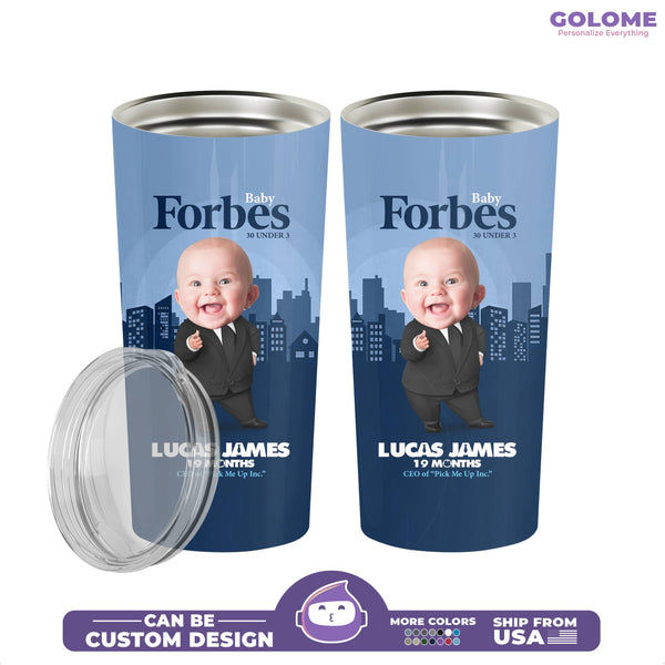 Personalized Baby Tumbler – Vogue, Elle & Forbes Parody | Custom Photo, Name & Funny Title